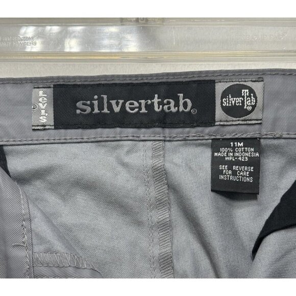 VTG Levis Silvertab Pants Mens 33x29.5 Gray Baggy Skater 90s Adjust Knee Pockets - Picture 3 of 8